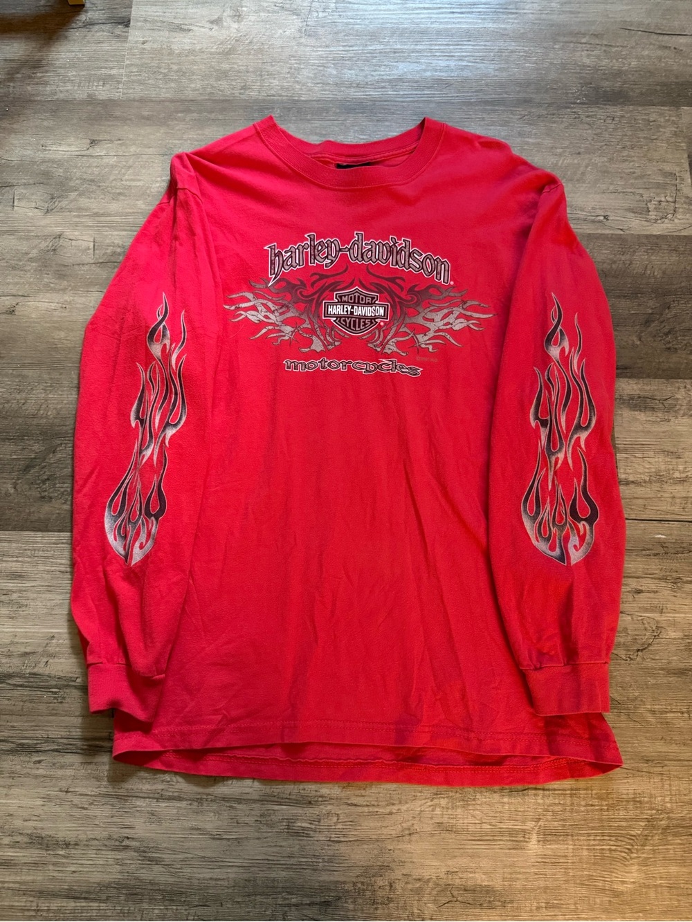 Harley-Davidson Red Long-Sleeve Flame Sleeve Graphic Tee